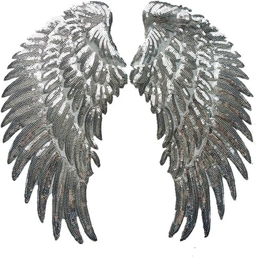 1 par de parches de lentejuelas con alas de ángel, alas de ángel doradas, parches para planchar para ropa, chaquetas, jeans, vestidos, sombreros,