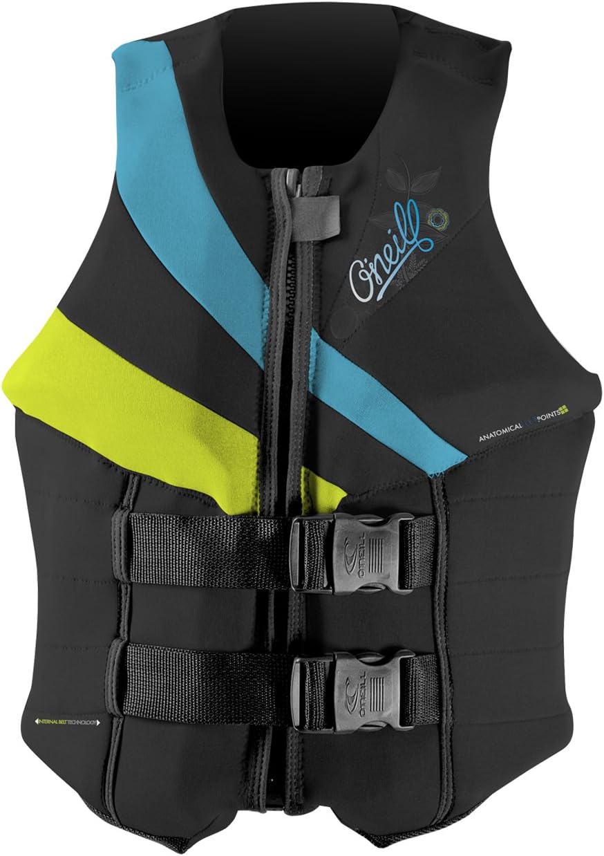 O'Neill Women's Siren USCG Life Vest, Black/Dayglo/Turquoise, 6
