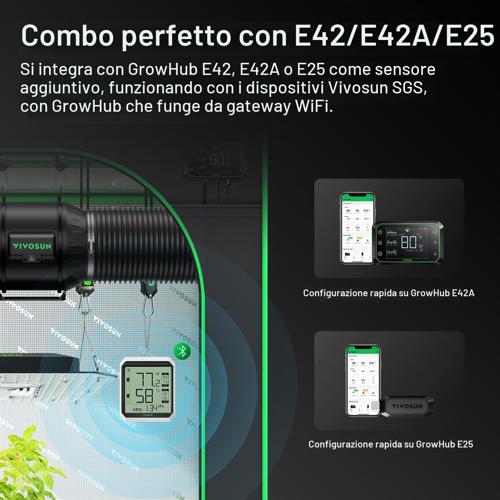 VIVOSUN AeroLab THB1S - Termometro Igrometro wireless Bluetooth per interni, VPD, Digital Temp Humidity Meter (termometro)
