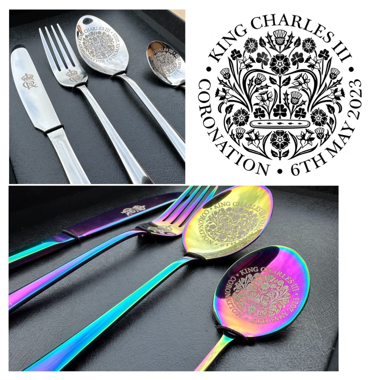 ing Charles III 2022 Commemorative Keepsake Cutlery Set, King Charles III Coronation, His Royal Majesty King Charles, His Royal Highness, King of England (Silver)