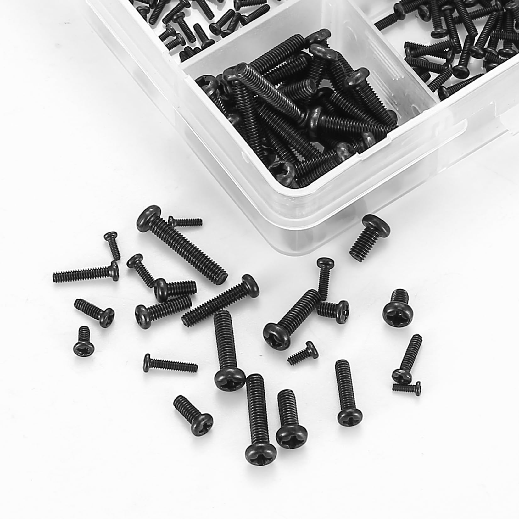 Set di Viti per Laptop e PC, Micro Viti Nere a Testa Tonda Croce M1.4 M1.7 M2 M2.5 M3 900 Pezzi