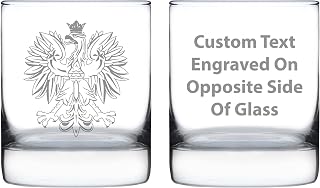 Custom Polish Eagle Personalized Whiskey Rocks Glass - Poland Gifts or Party Decor for Women & Men - 10.25 Oz Whisky Tumbler Glasses