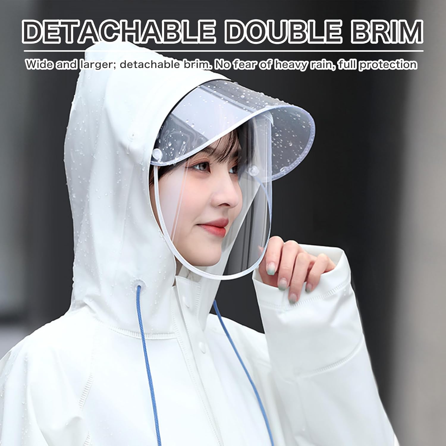 Women Rain Suit, PVC Waterproof Jacket and Trousers with Removable Brim Lightweight Raincoat Set for Outdoor Working