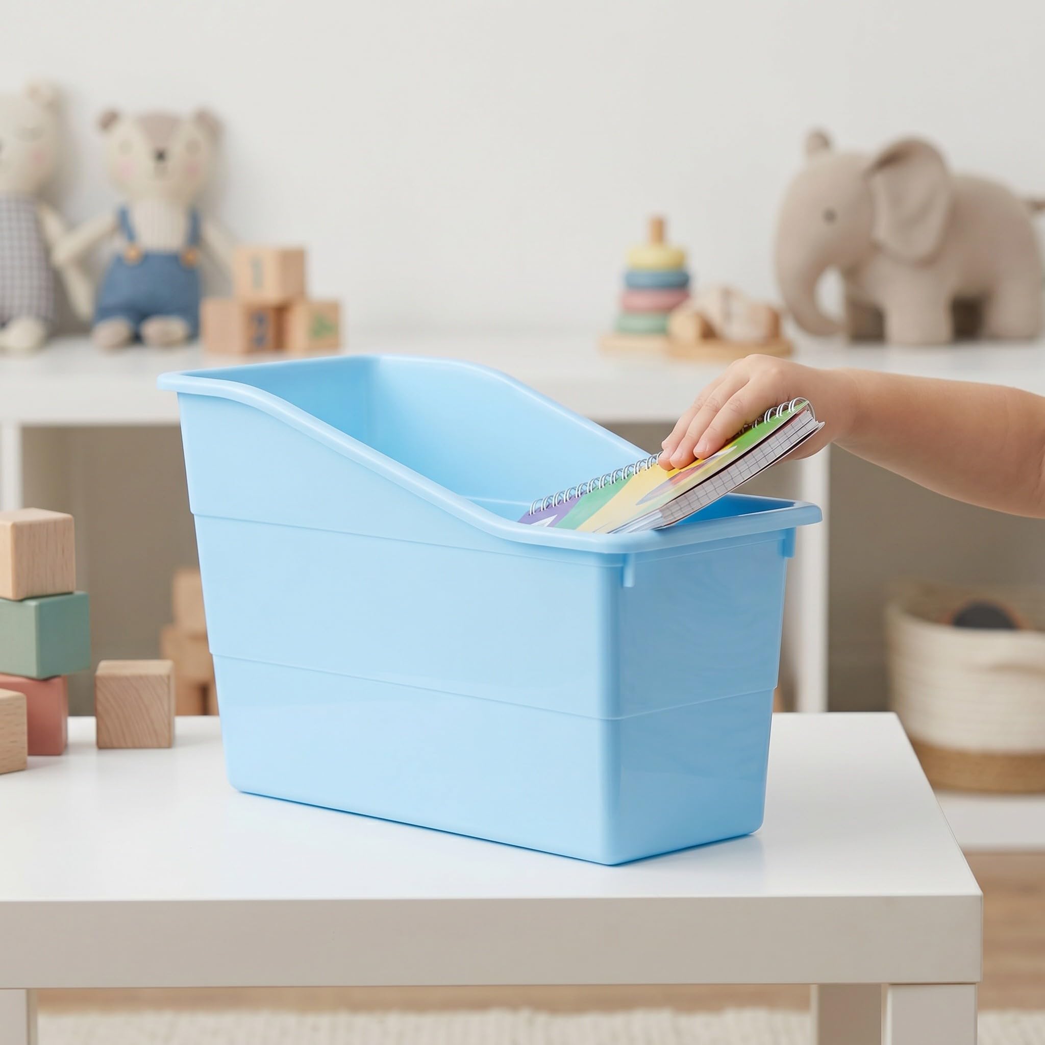 Operitacx 6er-Set Aufbewahrungsboxen für Bücher und Papier – Stapelbare Kunststoffboxen für Hefte und Papier – Bunte Bastelboxen für Bücher, Snacks, Kunst- und Bastelbedarf, Kleidung und Schuhe