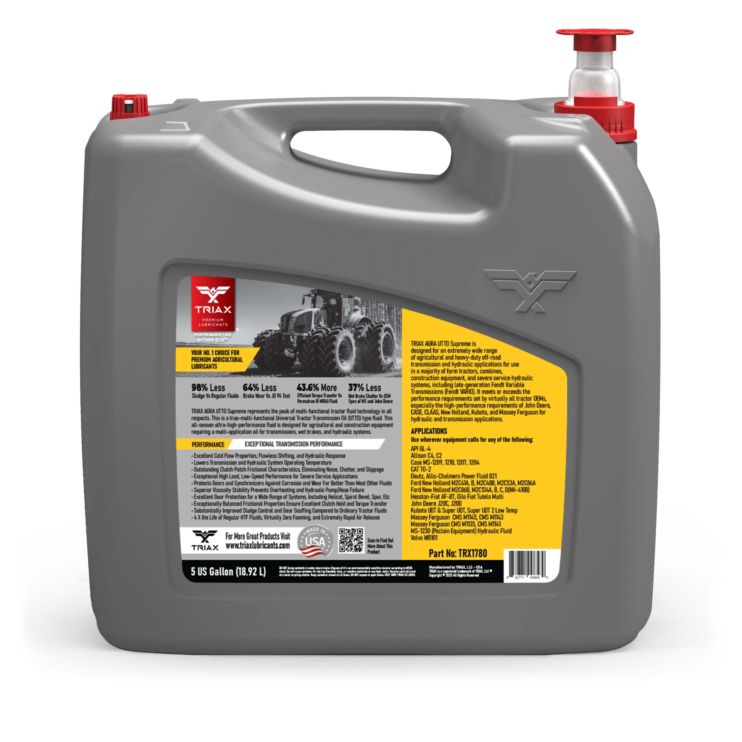 Triax Agra UTTO Aceite Universal totalmente sintético para transmisión hidráulica de tractores y frenos húmedos, para todas las estaciones, fluye en frío a -46°C (balde de 5 galones)
