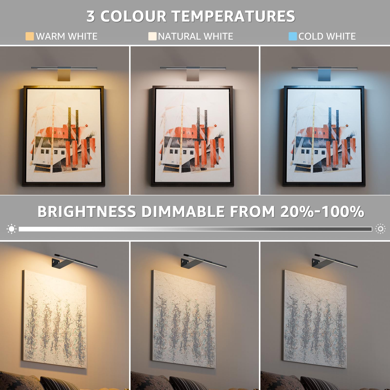 FUYO 15.7inch 6-Key Remote LED Makeup Light Bar with Stepless Dimming, 3 Modes, USB Rechargeable Vanity Light for Mirror, Photography, Art Studio, Easter Decor?Plastic Expansion Bolt*2, Screw*2