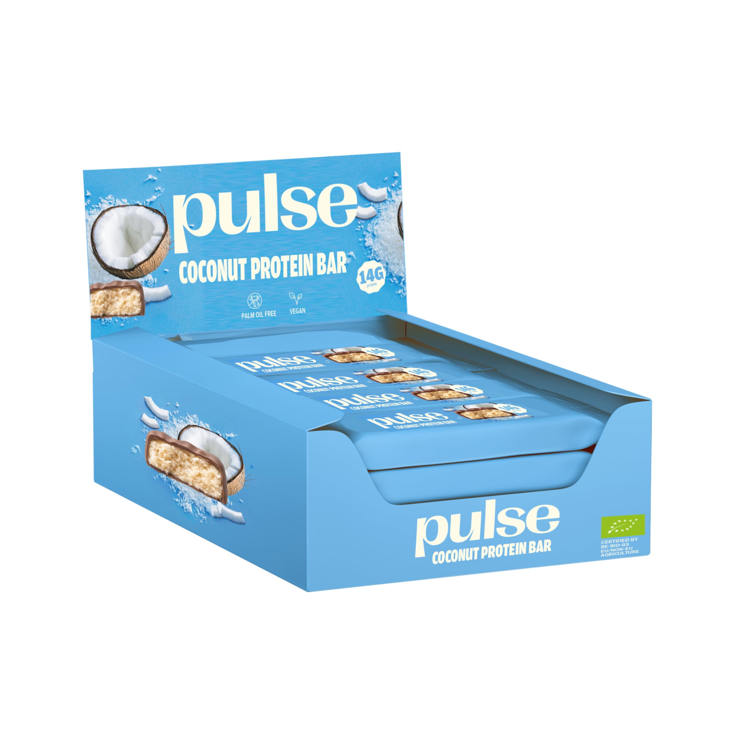 Pulse Protein – Barres Protéinées Vegan Bio – Pack de 12 x 50g – Protéiné, Sans Lactose, Sans Gluten, Source de Fibres – Snack Sain & Équilibré (Coco)