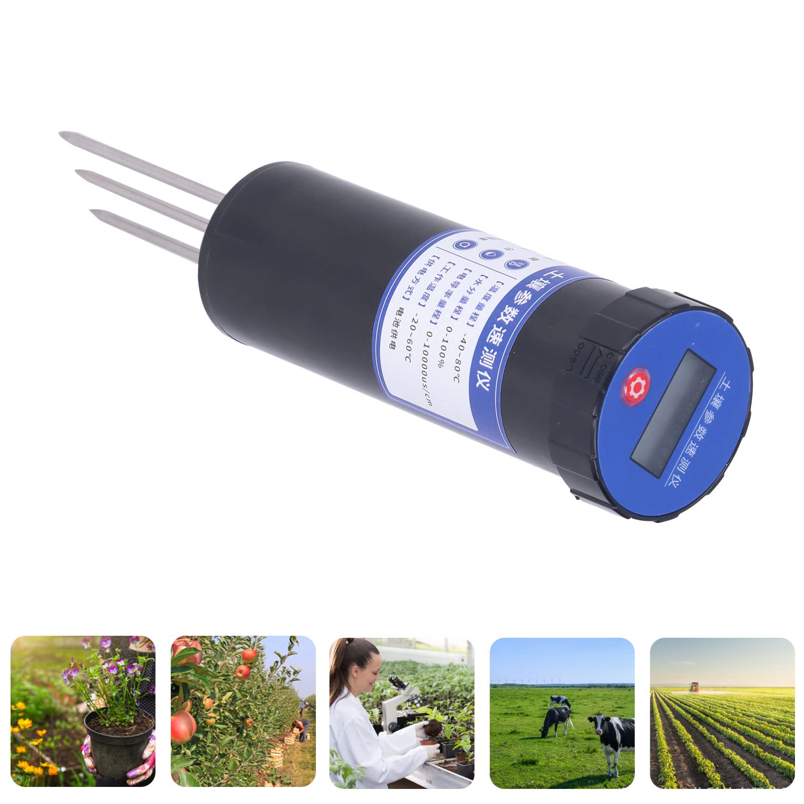 Haofy Sensor de Humedad y Temperatura del Suelo, Probador de Suelo, Medidor de Humedad del Suelo, Sensor de Sonda, Instrumento de Medición de Velocidad del Suelo, Acero Inoxidable