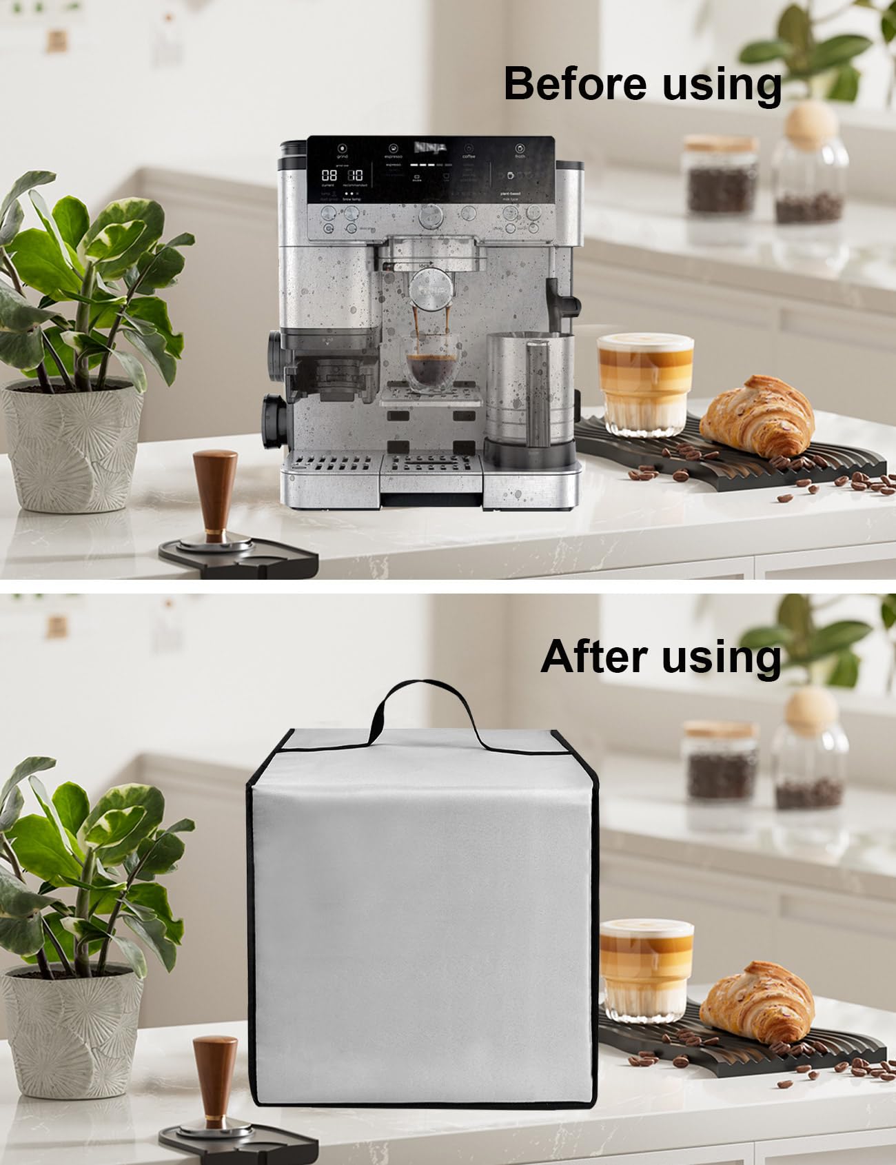 Housse pour machine à café goutte à goutte - Couvercle de machine à café de luxe - Couvercle intégré - Couvercle en nylon imperméable et antistatique - Compatible avec les machines à expresso Ninja