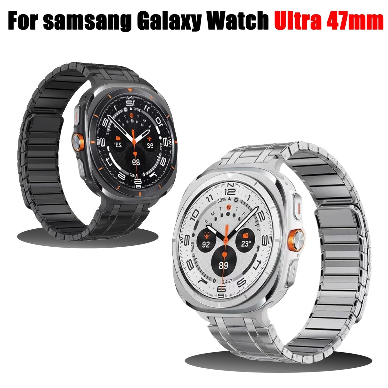 JDIME Bracciale stile AP in metallo magnetico resistente per cinturini Samsung Galaxy Watch Ultra 47 mm Cinturino ad anello in acciaio inossidabile 304