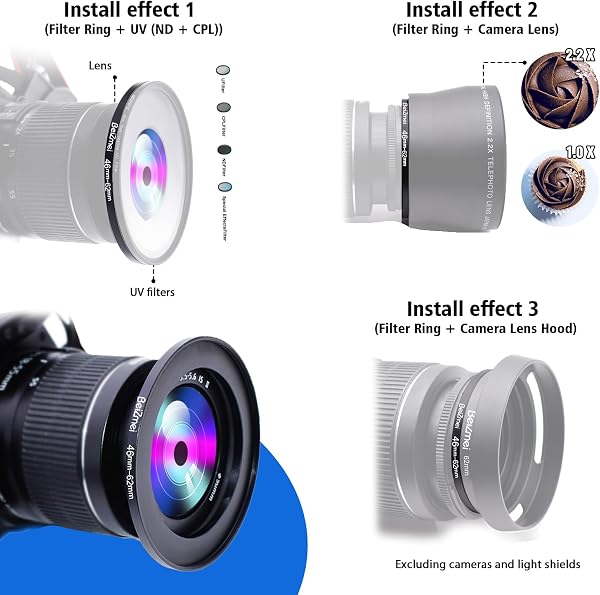 filtro Adattatore da 46mm a 62mm Compatibile con tutte 46mm le Obiettivo a 62mm UV,ND,CPL,filtro,46mm lens to 62mm fotocamera Filtro (46-62mm) - 4