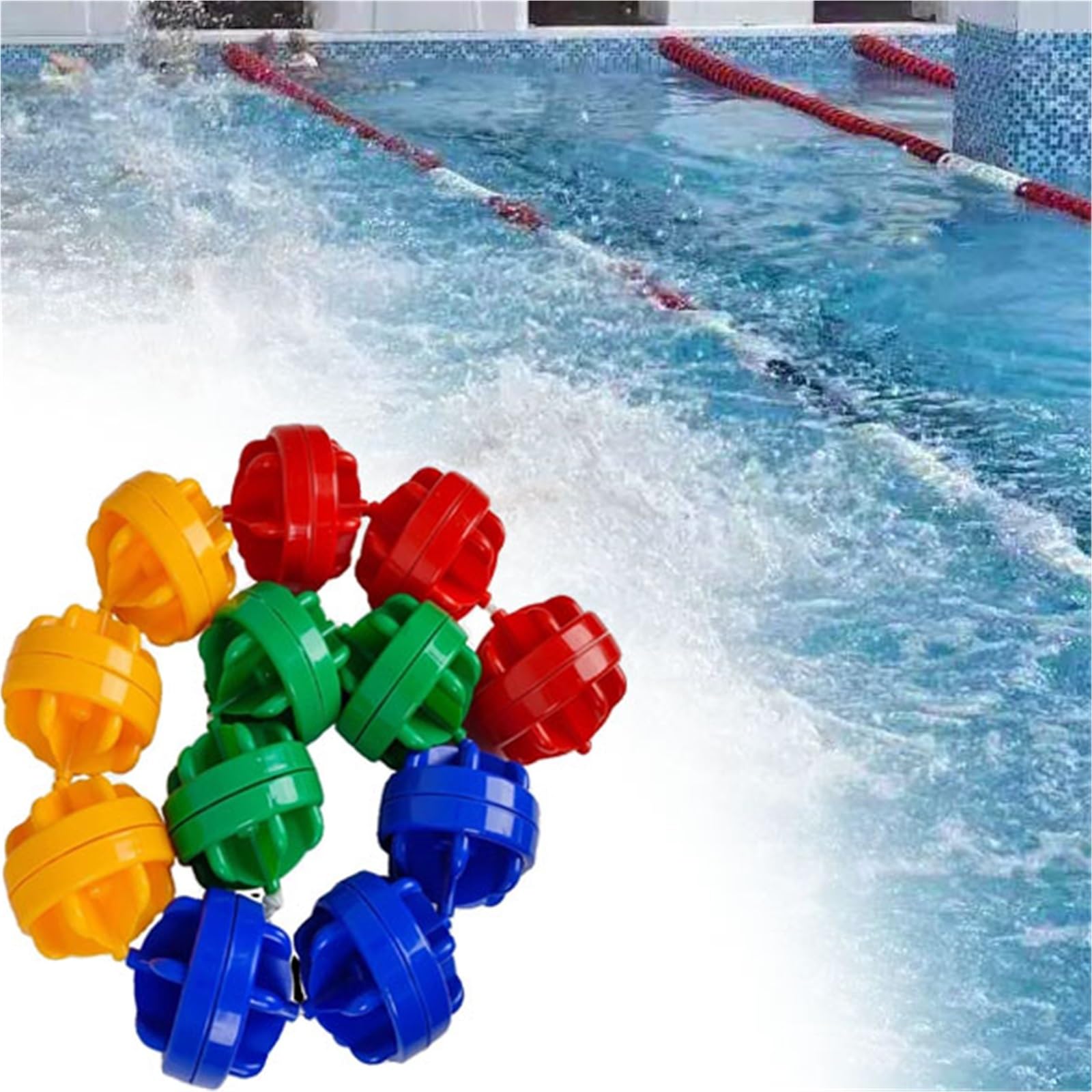 PLSZLL 2 5 7 8 9 12 14 16 20 24 25 M Length Floating Ball Pool Lane Rope, Spherical Swim Lanes Divider Line, Pool Lane Divider With Ball Floats, Easy Installation(L 3.0M)