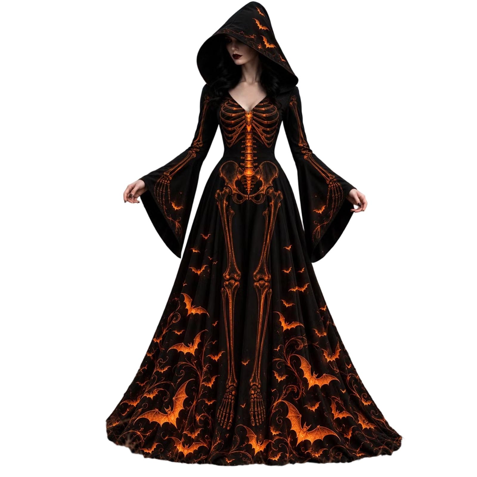 Medieval Gothic Dress Womens Halloween Costumes Adult A-Line Vintage Steampunk Renaissance Victorian Funny Vampire Dress Plus Size Gothic Witch Dresses