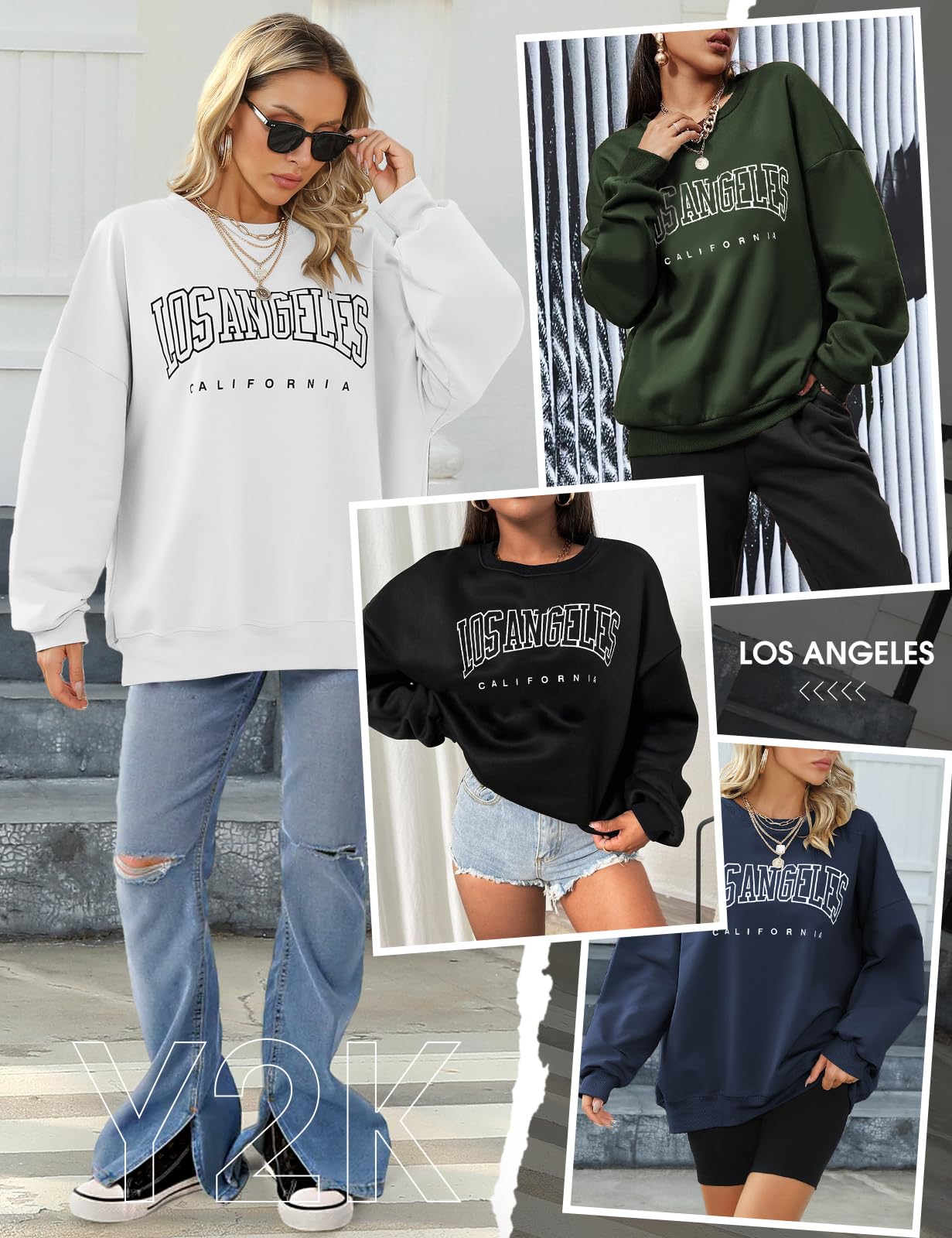 Voqeen Felpa Donna Lunga Invernale Classica Oversize Hoodie Casual Los Angeles Tuta Donna Sport Fitness Outdoor