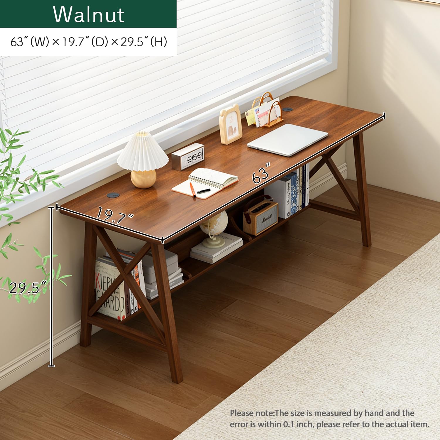 Amazon.com: NELYE Extra Long Writing Desk with Bookshelf, 63