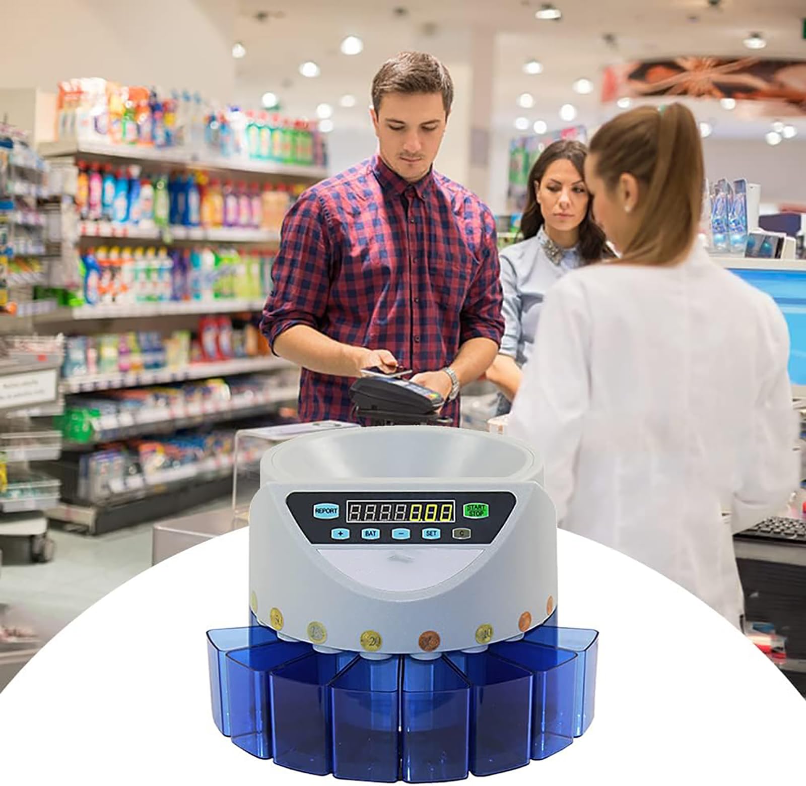 Contatore Di Monete,Contatore Di Monete In Euro,Preimpostazione Del Conteggio Automatico Digitale/Visualizzazione Del Denaro Totale/Autocontrollo Degli Errori,per Il Ristorante Della Banca Del Negozio