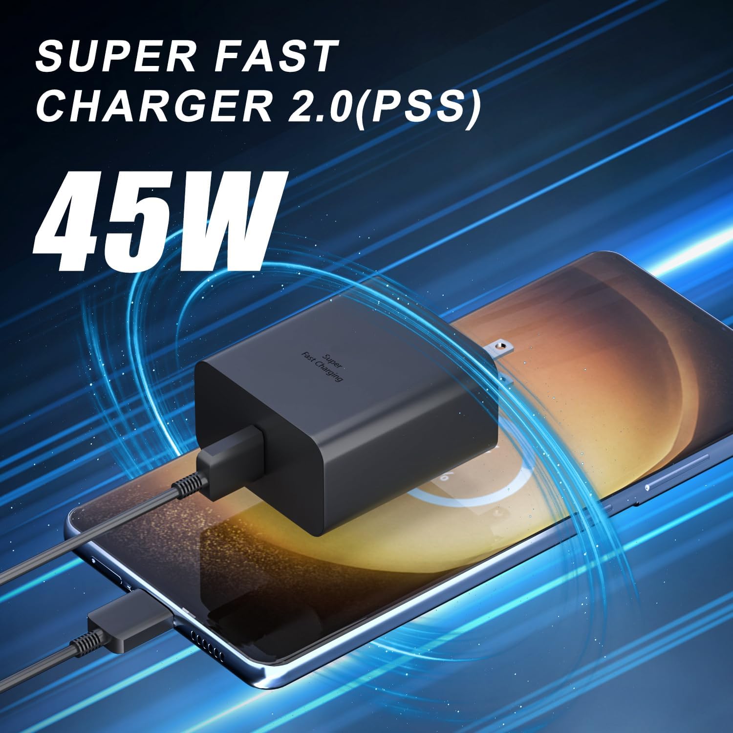 Samsung Super Fast Charger Type C 45W GaN Power USB C Charger PPS/PD Fast Charging Block & 6.6ft C Cable for Samsung Galaxy S25 Ultra/S25/S25+/S24 Ultra/S24/S24+/S23 Ultra/S23/S23+/S22/Note10/20