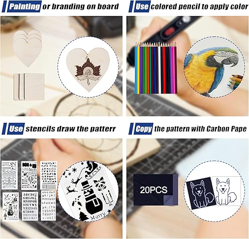 Miniatura 7 de Kit de combustión de madera, 80 unidades, interruptor de encendido y temperatura ajustable, quemador de madera de 392  842 F para adultos,