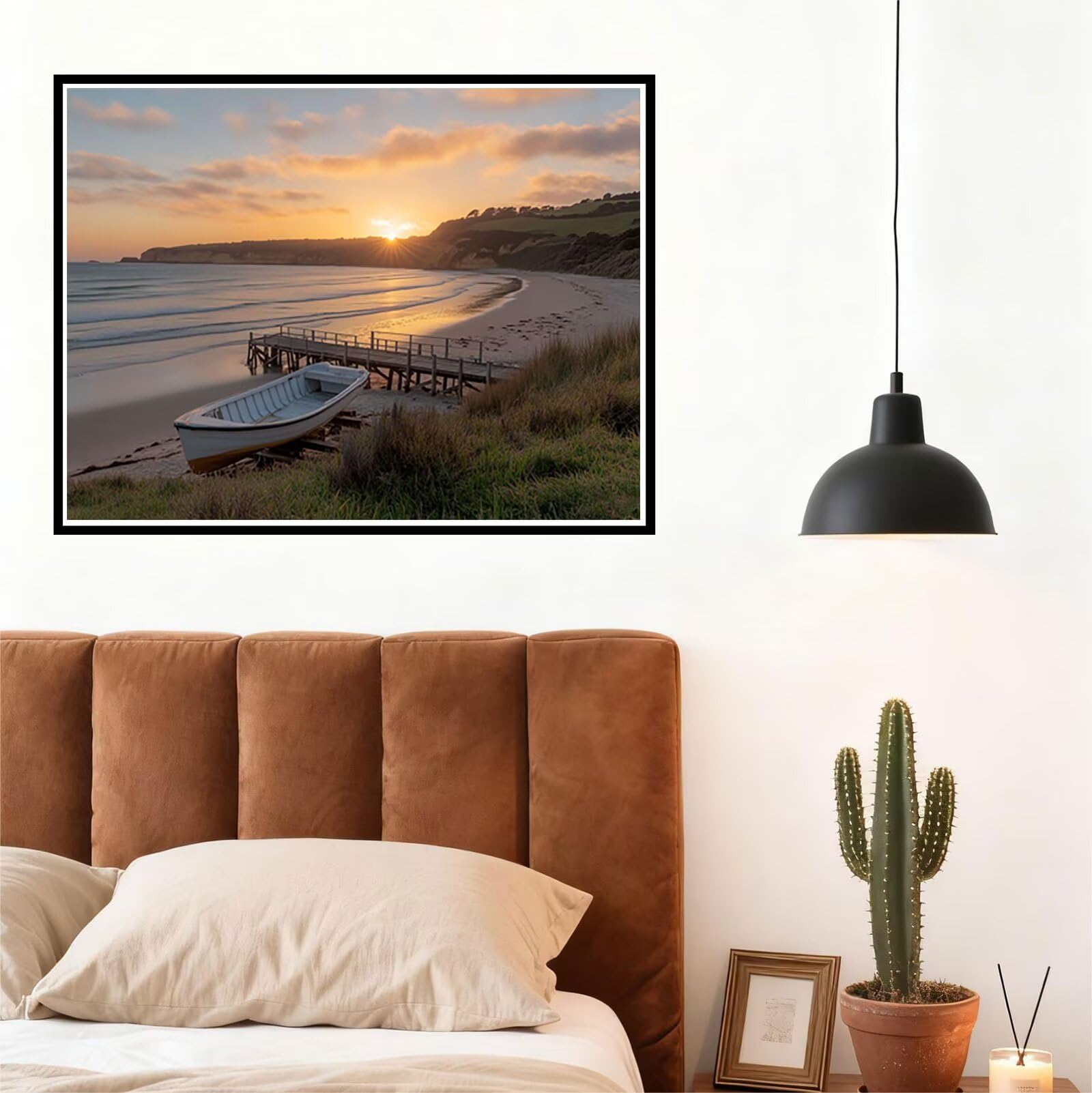 Peinture Numero Adulte Coucher de Soleil Coloriage par Numero Adulte Mer DIY Paint by Numbers, avec Pinceaux Peinture Loisir Creatif Enfant Cadeau Femme, Pour Decoration Maison Murale 70x90cm H - 945