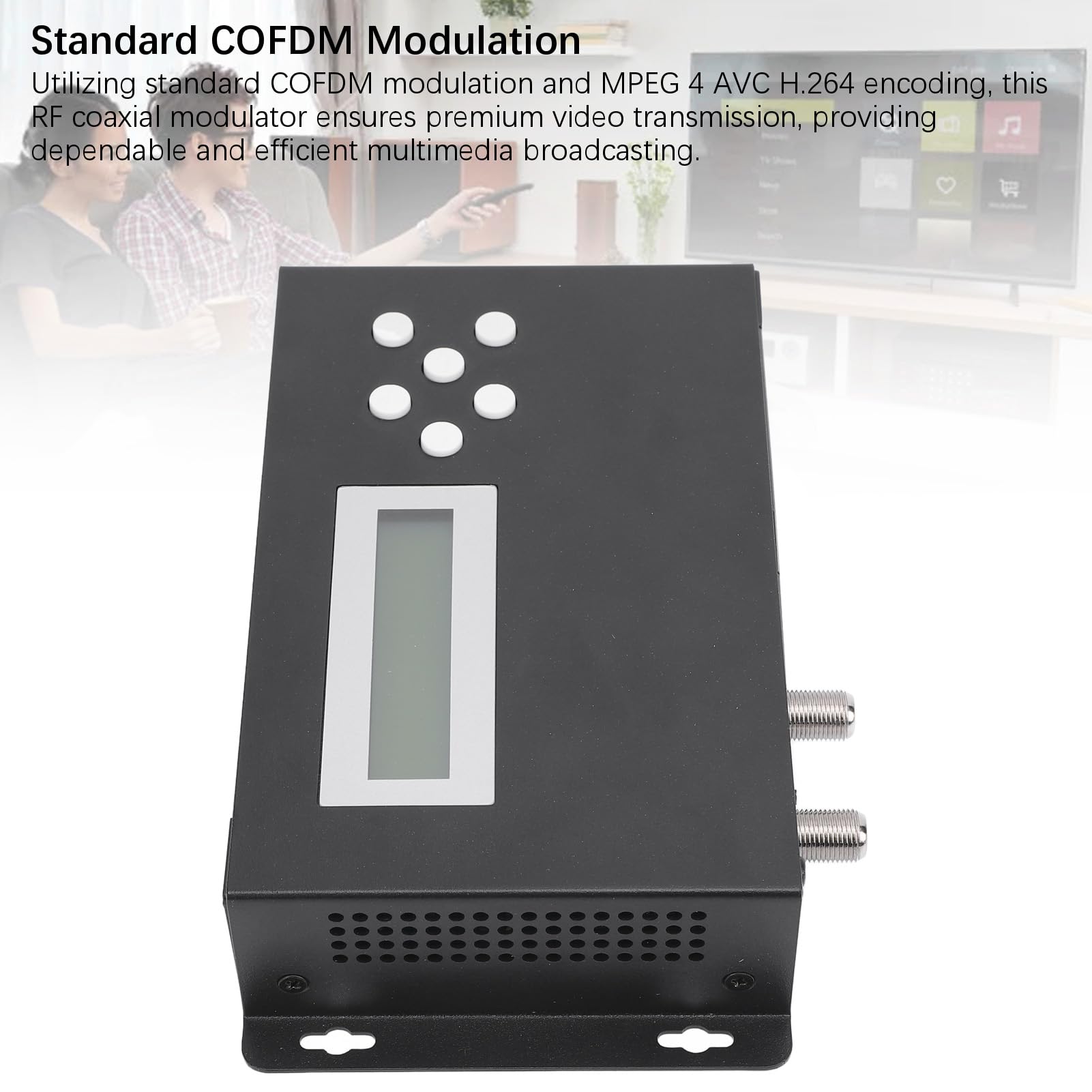 Luocute Modulador Coaxial RF, Modulador Digital de Entrada única con Interfaz Multimedia HD Codificación 4K 30HZ MPEG4 H.264, para Distribución de TV a Través de Cable Coaxial RG6 RG7 RG11 (Enchufe