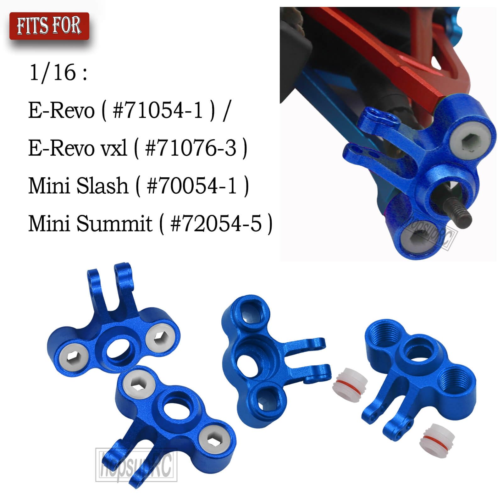 Aluminum Axle Carriers & Knuckles For 1/16 Traxxas E-Revo/Mini Slash (4PCS, Navy Blue) - View #9