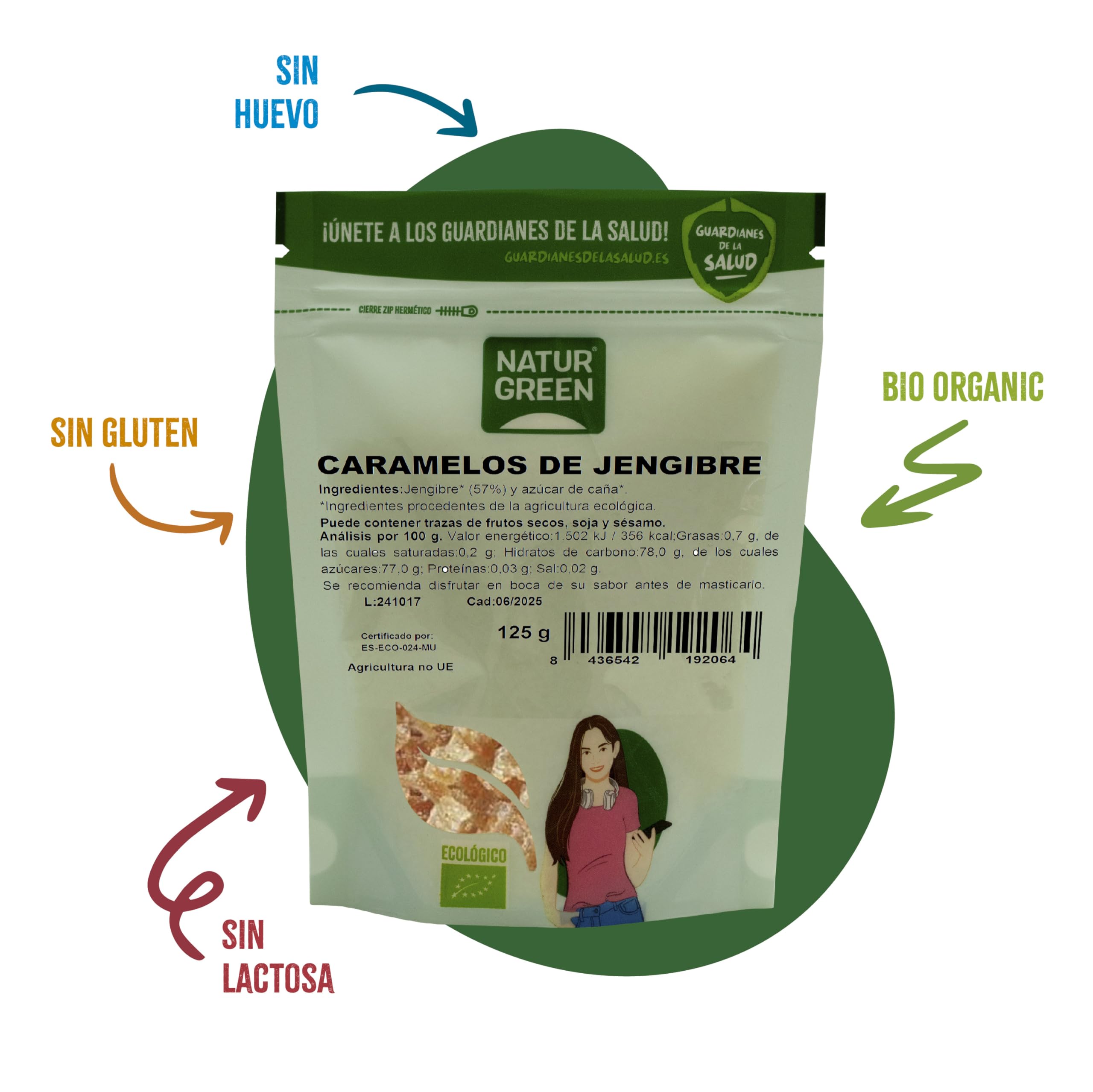 NaturGreen Caramelos de Jengibre 125 g