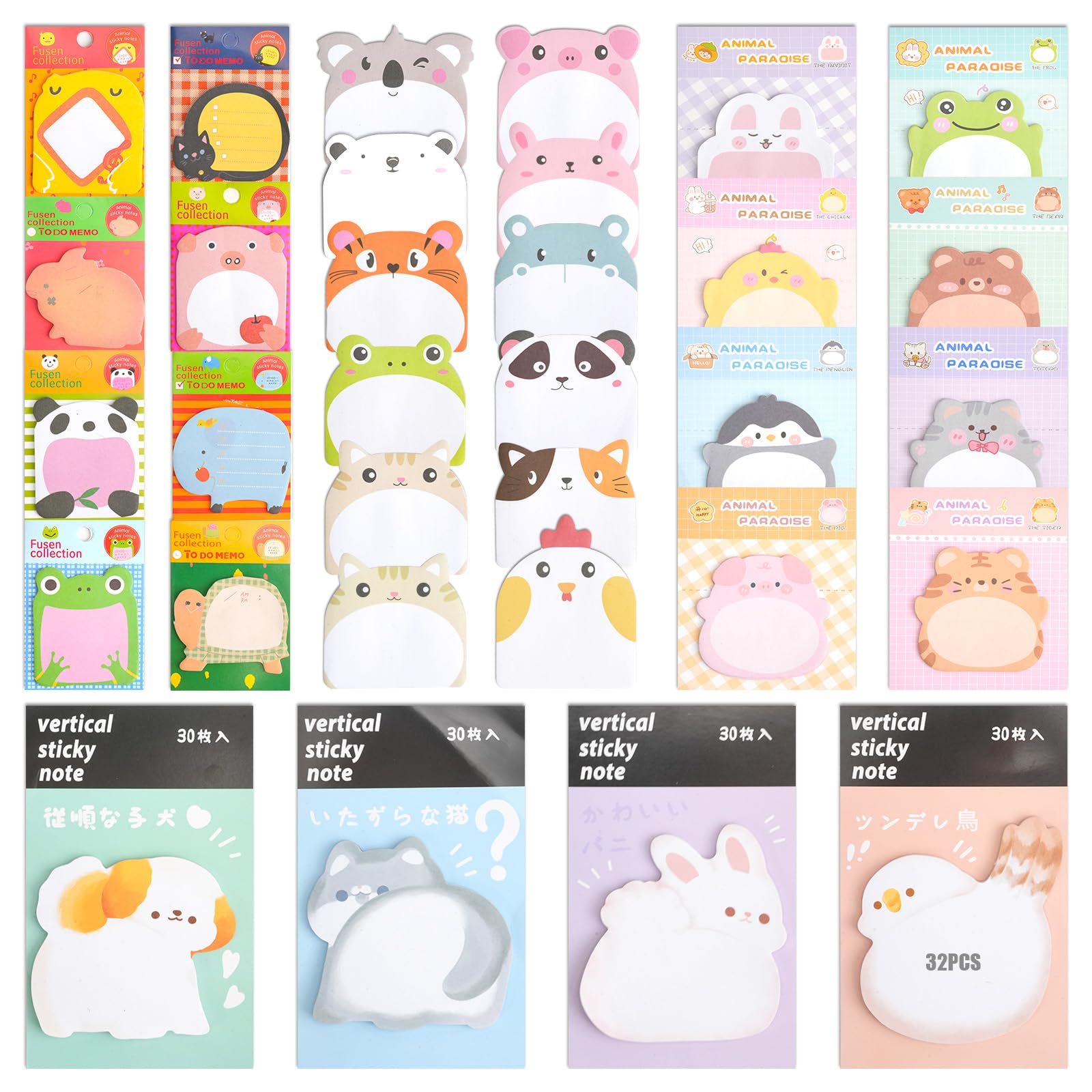 36 Pack Animal Sticky Notes, SHAIDOJIO 1080 Sheets Cute Sticky Notes ...