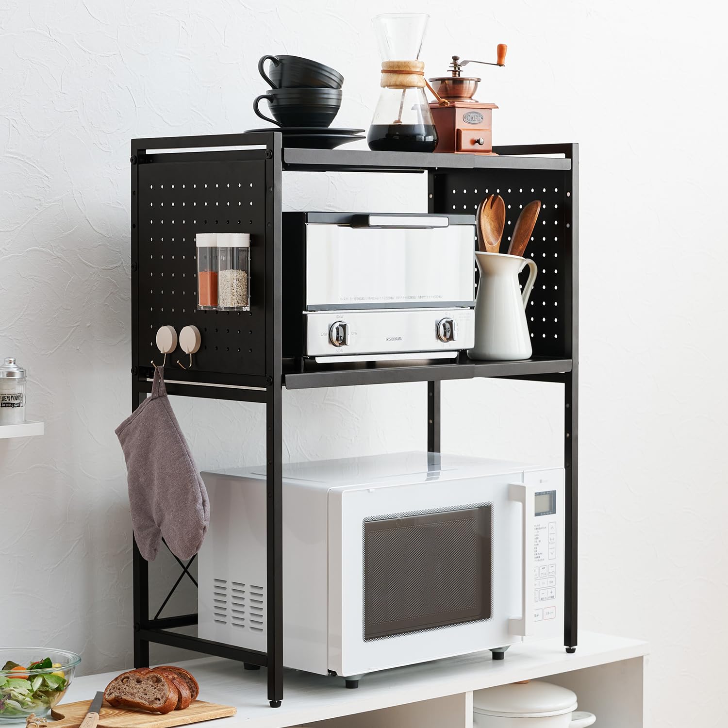 Amazon.co.jp: 萩原 レンジ上ラック 2段 レンジ台 キッチン収納