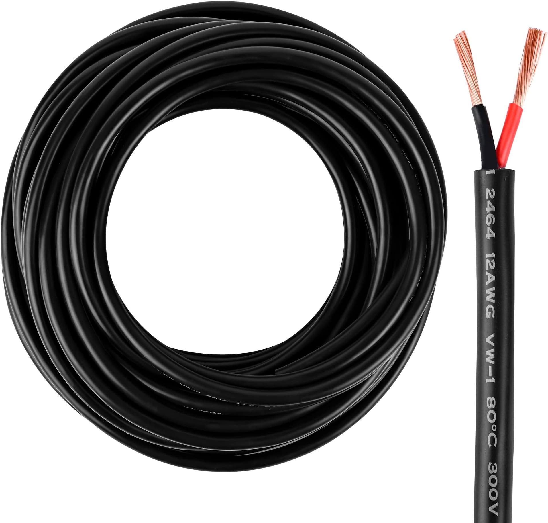 12 Gauge Wire 2 Conductor 12 AWG Electrical Wire Stranded PVC Cord Oxygen-Free Copper Cable 50FT Pure Copper Electrical Wire Cord for LED Lamp Lighting Strips Automotive…