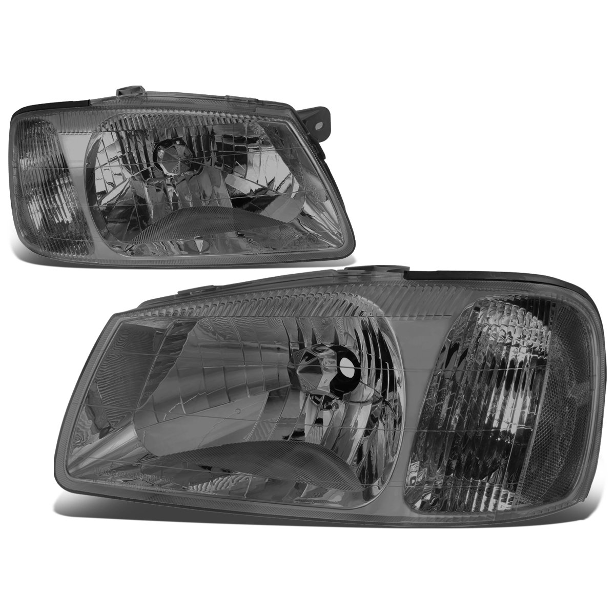 Auto Dynasty Pair of Smoked Housing Clear Corner Headlight Assembly Lamps Compatible with Accent LC 00-02