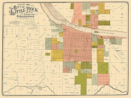 Posterazzi PDXARLI0001LARGE Little Rock Arkansas Landowner 1888 Rickon Póster, 36 x 24 pulgadas, multicolor