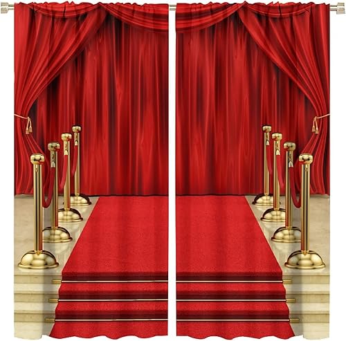 Cortinas de teatro vintage con bolsillo para cortinero, para dormitorio, sala de estar, 21 pulgadas de ancho x 45 pulgadas de largo, 2 paneles