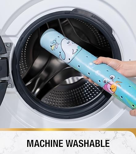 Miniatura 7 de HITSLAM Tapete cuadrado para ducha antideslizante, de secado rápido, de 21 x 21 pulgadas, para niños, con ventosas y agujeros de drenaje, lavable a