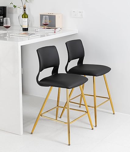 Miniatura 2 de Sidanli Juego de 2 taburetes de bar dorados en altura de asiento de 24 pulgadas