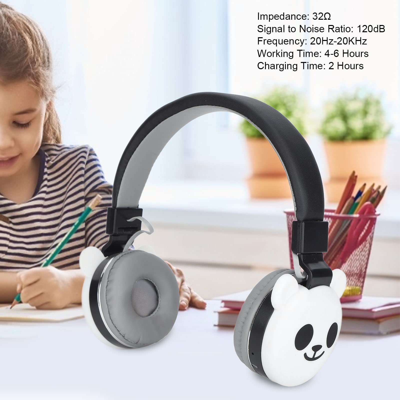 Professionele Kinderheadset, Draagbare Opvouwbare Kinderkoptelefoon met Microfoon, On-ear Headset-stereo voor Kinderen, Bluetooth 5.0, Bedrade/draadloze Cartoonkoptelefoon, Ideaal(Kleine zwarte kat