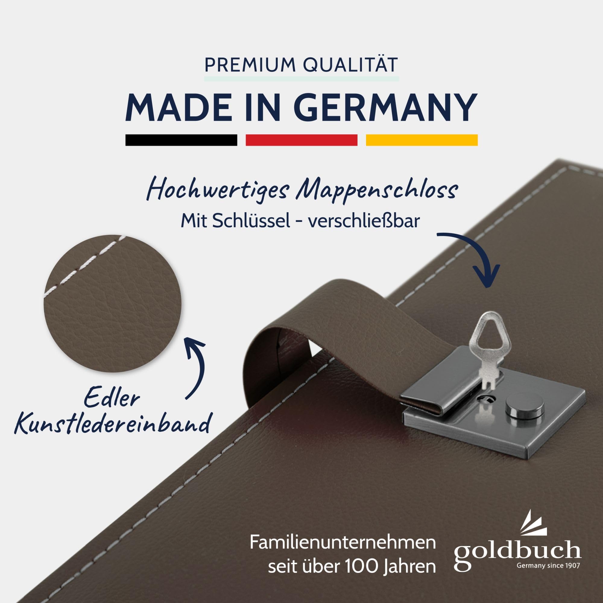 Dokumentenmappe Cezanne schwarzbraun | Ordnungsmappe A4 mit 4-Ring-Mechanik, Schloss & 5 Sichthüllen, erweiterbare Ringmappe mit Kunstleder-Einband Schwarz-Braun