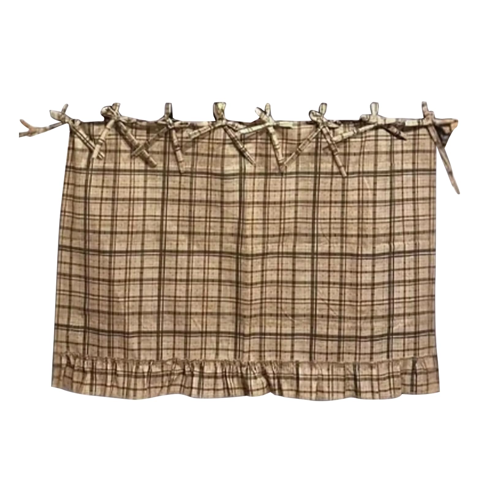 Oven Skirt Curtain For Door | Handmade Farmhouse Curtain Tie Top | Farmhouse Oven Skirts For Kitchen Decor | Heatresistant Embroidery Dish Washer Curtains With Ribbon Ties Tabs & Ruffled Trim