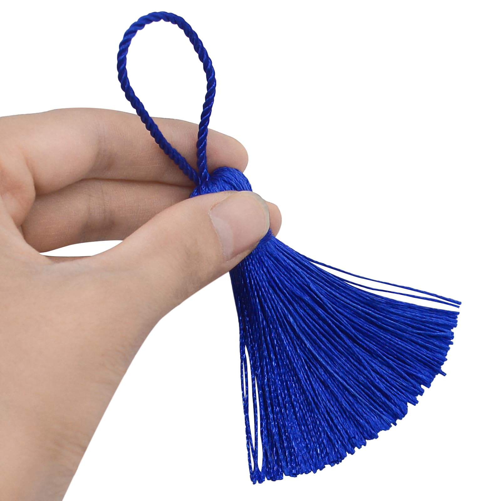 Makhry 20pcs 4.3 Inch Handmade Silky Floss Mini Tiny Craft Tassels with 2-Inch Cord Loop and Small Chinese Knot for Earrings Souvenir - Image 4