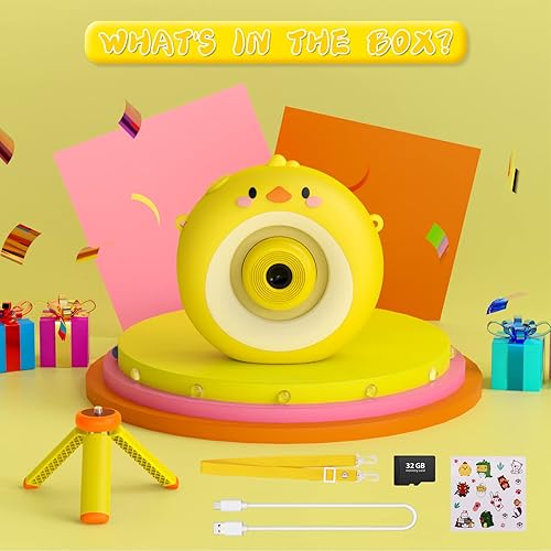 Miniatura 8 de USHINING Cámara para niños con trípode, cámara digital para selfie, cámara de video de 12 MP con foto 1080P para niños, cumpleaños, videocámara
