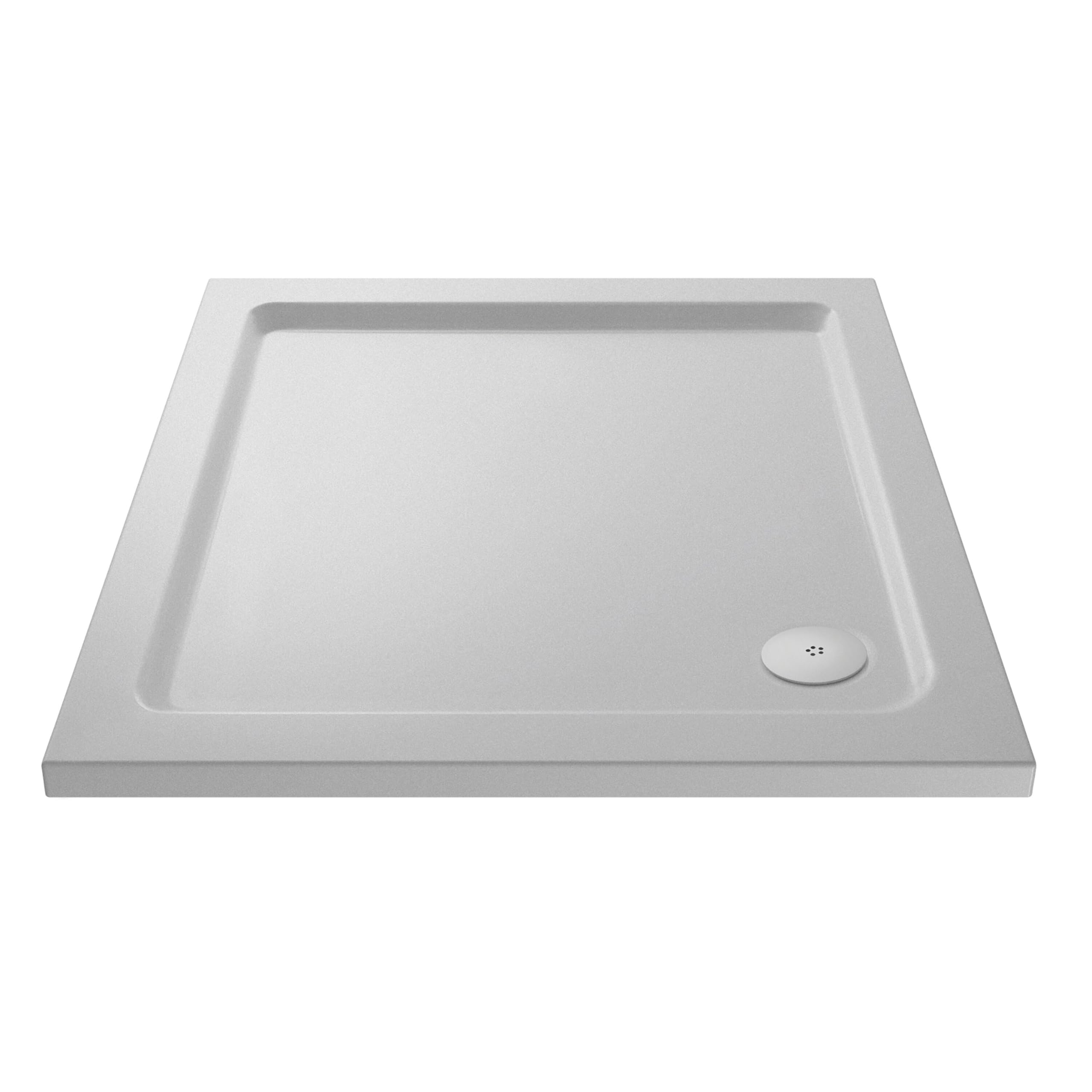 Balterley 900 x 900 mm Square Shower Tray, Slimline Slip Resistant Shower Trays, Durable Stone Resin Base Trays for Bathroom Enclosure Cubicle, Corner Waste Square Shape Tray for Wetroom (White)
