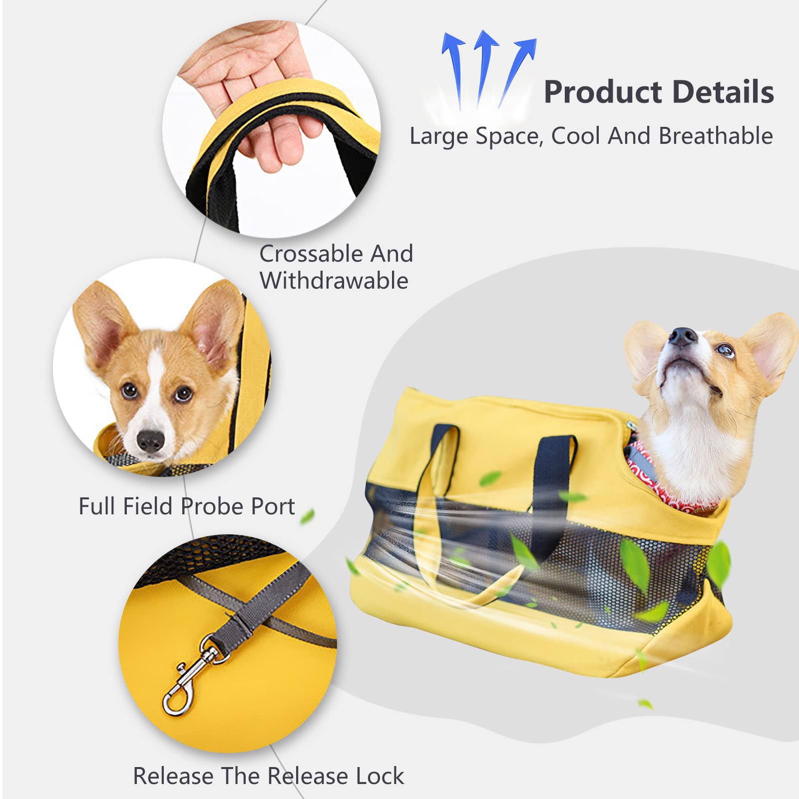 PETCUTE Sac de Transport pour Chat Chien,Sac à Main pour Animaux De Compagnie en Maille Respirant avec Sangle de Sécurité Interne,Sacs de Transport Bandoulière pour Chiens pour Voyages en Plein Air
