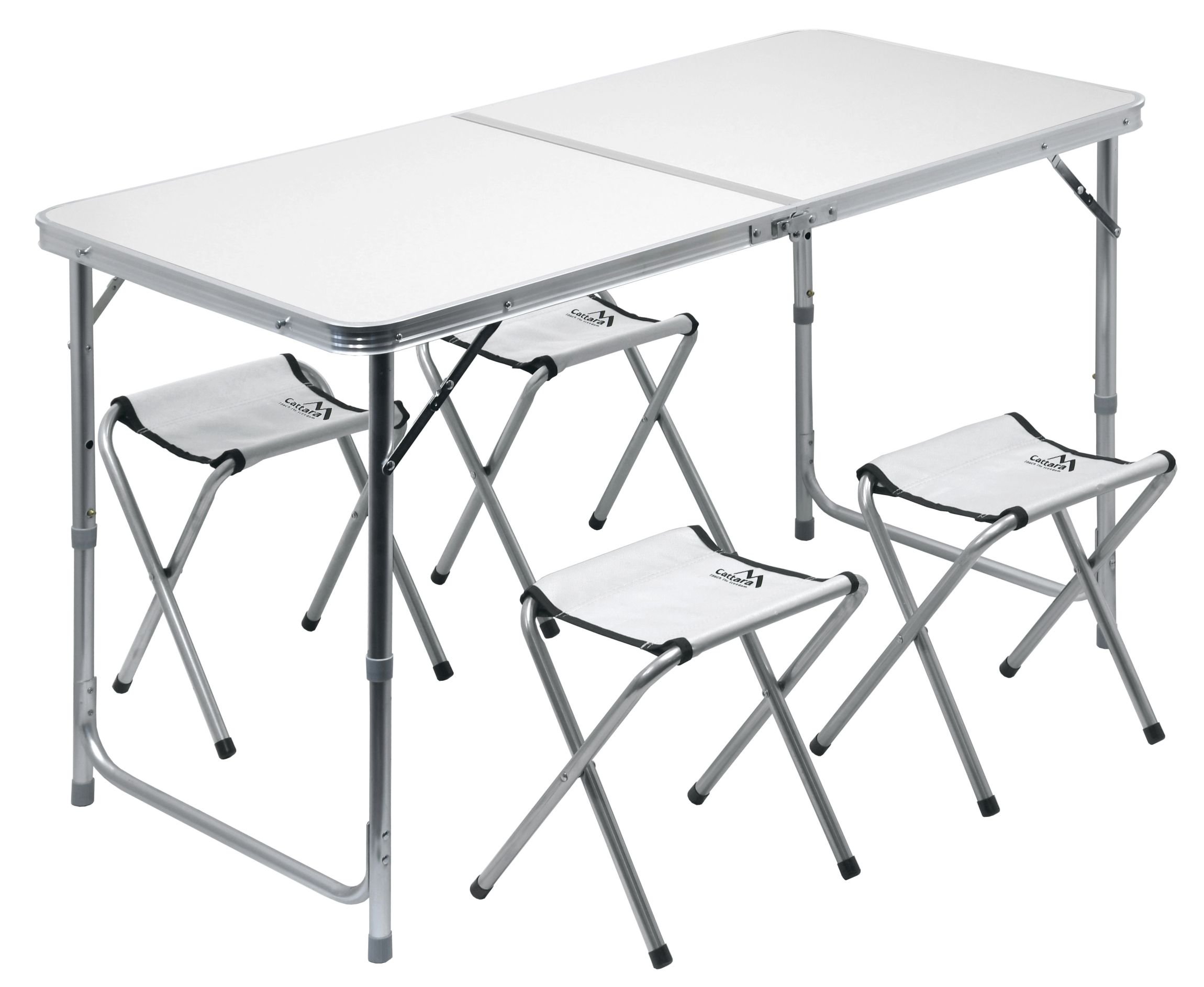 CATTARA 13488 Folding Camping Table Double Grey + 4 x Chairs