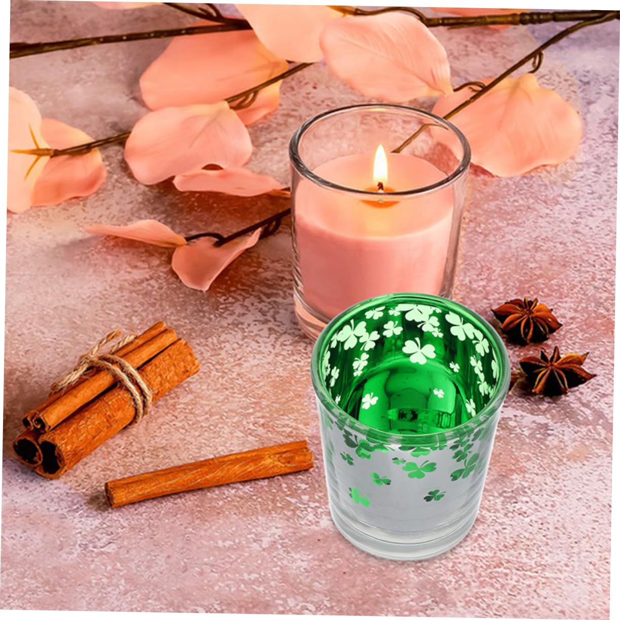 Mipcase 12pièces Bougeoirs Verre Vert Motif Décoration De Centre De Table pour Saint-Patrick Bougeoir pour Mariage Et