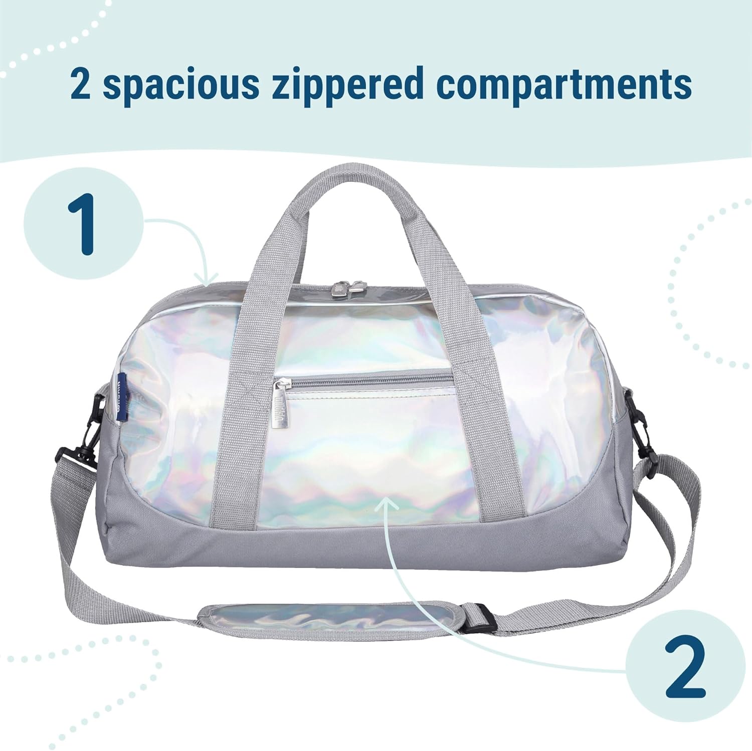 Wildkin Kids Overnighter Duffel Bag – Carry-On Size, Ideal for School & Sleepovers – Holographic - Image 5