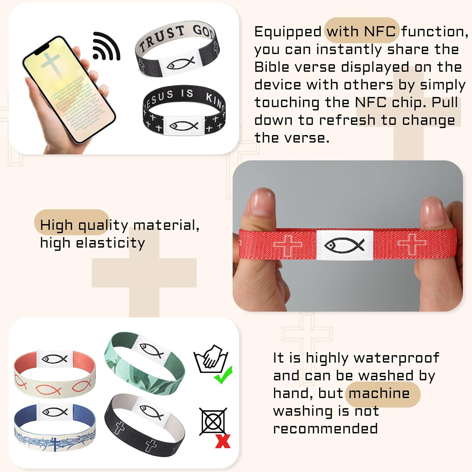 10 Pcs Bible Verse Bracelets with NFC Function for Women Men Adult Teens Wristband Christian Jesus Gift - Image 5