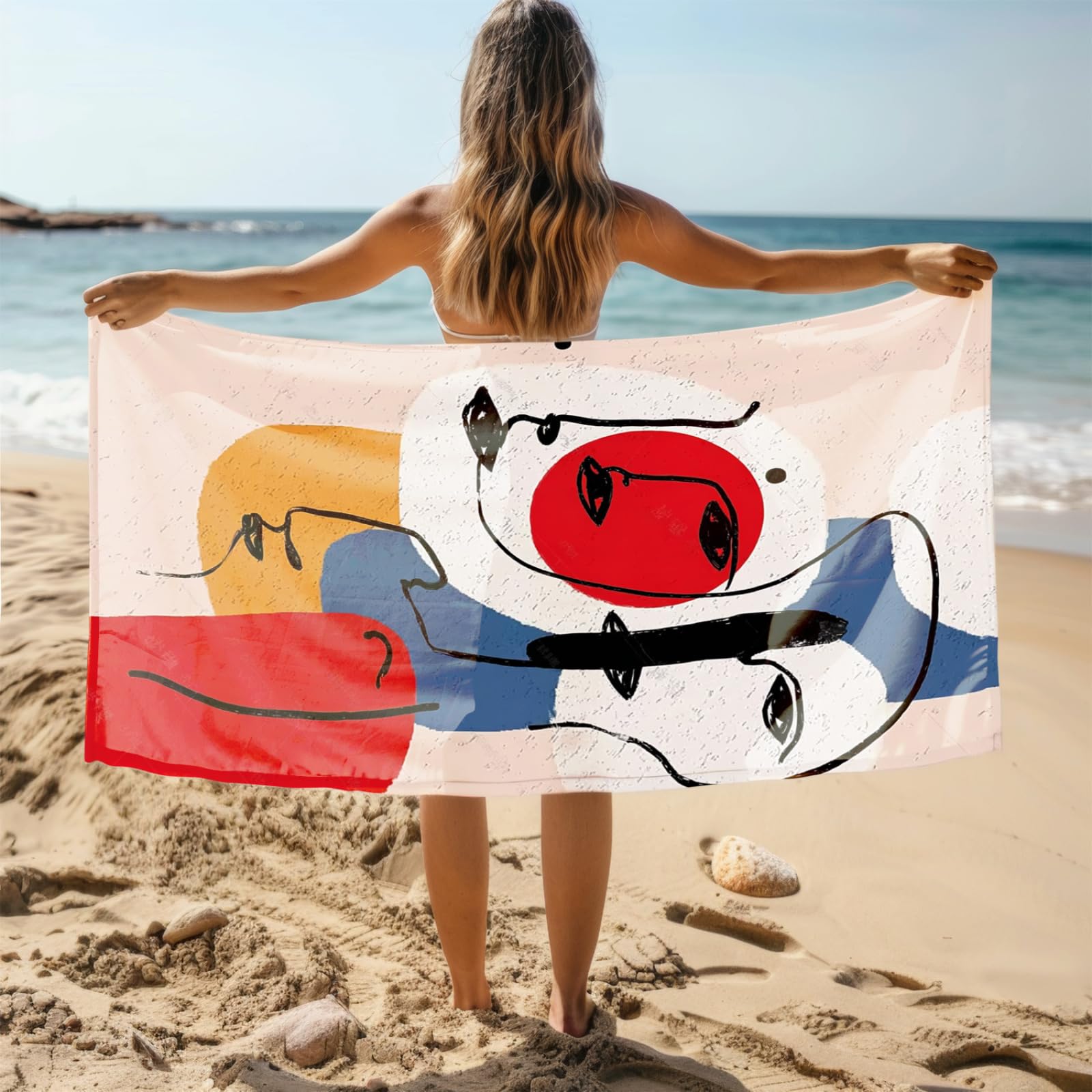 Genérico Toalla Playa Grande Patrones Rojos Azules Amarillos Microfibra Secado Rápido Oversize Toalla Sin Arena Súper Ligera Piscina Camping Picnic Yoga Gimnasio Y Deportes Viaje