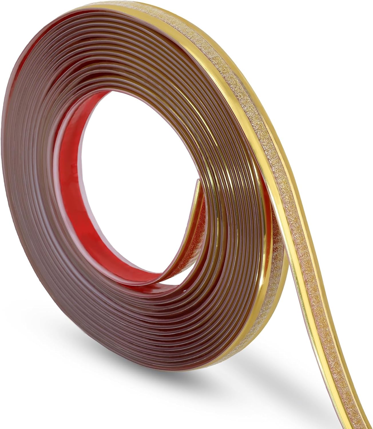 Soengsau Glittery Gold Peel & Stick Molding Trim 196.8" x 0.47" - Easy DIY Wall, Ceiling, Mirror Edge Decor Strip