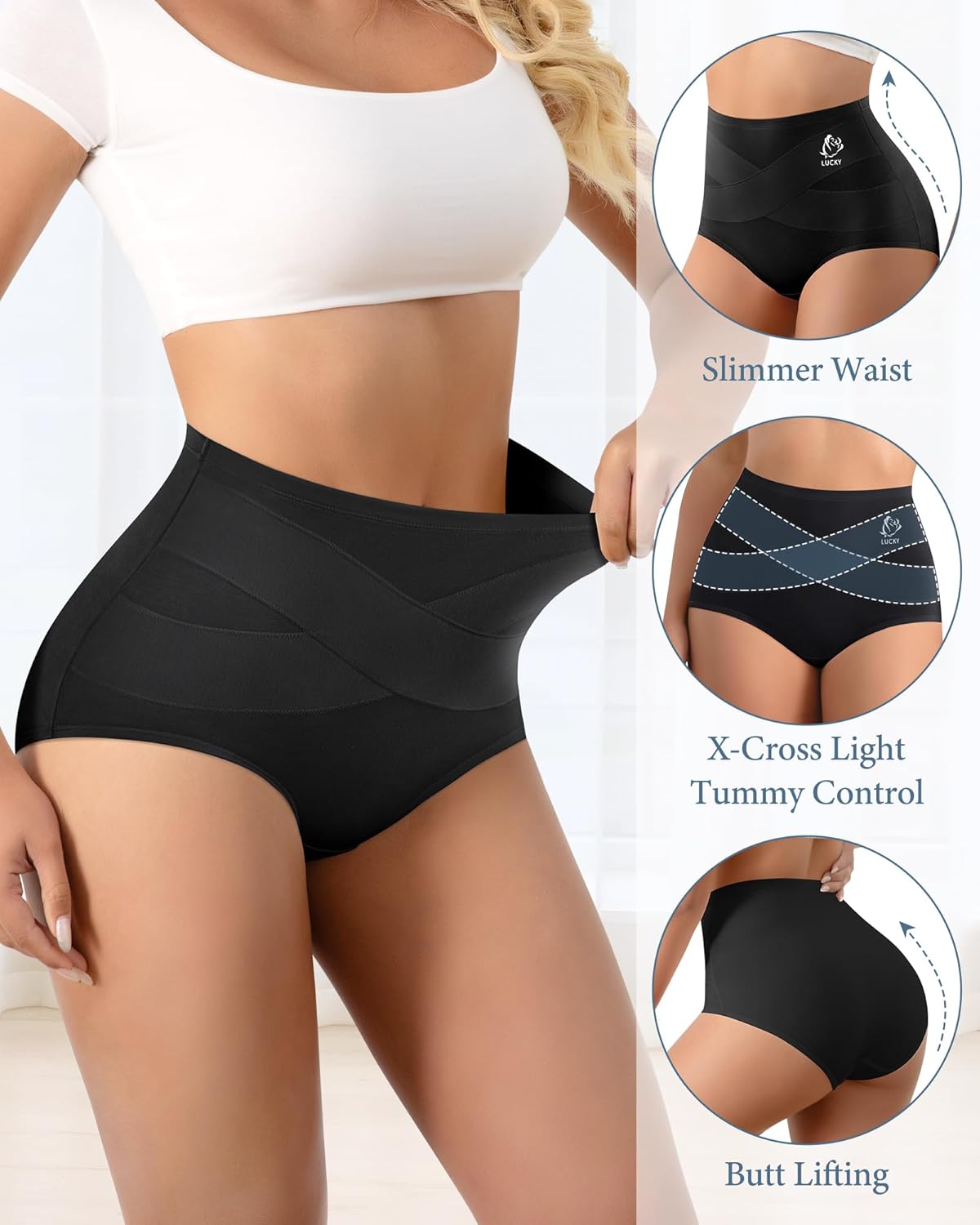 Women's Underwear 4 Pack Cotton High Waisted No Muffin Top Ladies Panties Postpartum Soft Briefs Full Coverage - Image 4