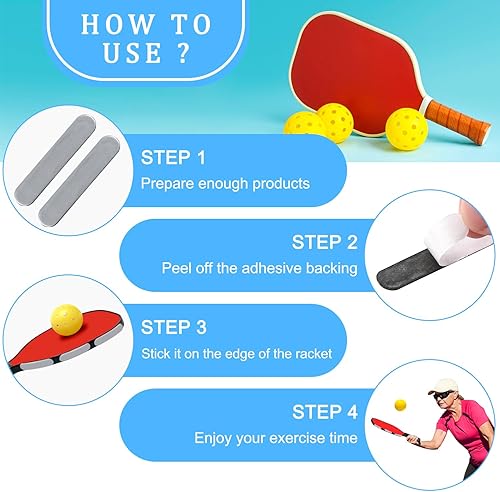 Miniatura 3 de 30 cintas de plomo de pickleball para golf, tiras de peso adhesivas para protector de bordes de remo, aumenta la potencia de control y la velocidad