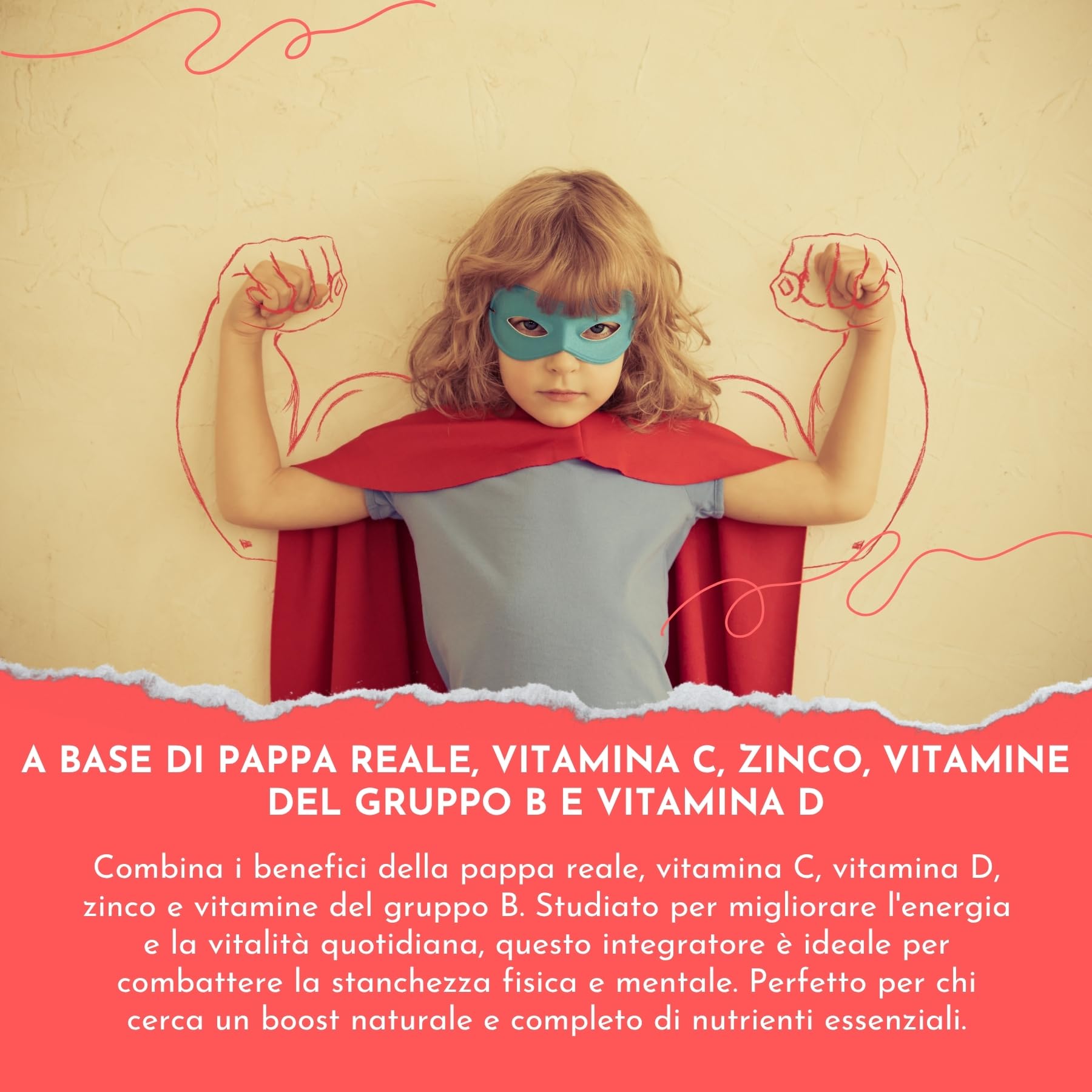 ENERGIA Integratore Stanchezza per Bambini e Adulti - Integratore Pappa Reale Bambini e Vitamina C - Integratore Concentrazione - 10 Flaconi da 10 ml - Integratori Stanchezza fisica